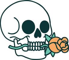 iconic tattoo style image of a skull vector