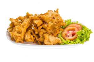 Tempura on the plate and white background photo