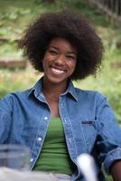 Portrait of Beautiful happy African-American girl photo