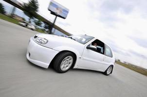 Fast car moving with motion blur photo