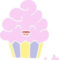 flat color illustration cartoon cupcake vector