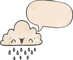 cartoon storm cloud and speech bubble in retro texture style vector