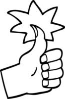 black and white cartoon thumbs up symbol vector