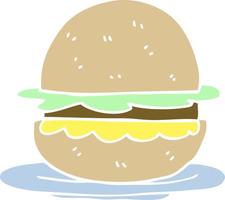 flat color illustration cartoon burger vector