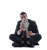 Business man holding money photo