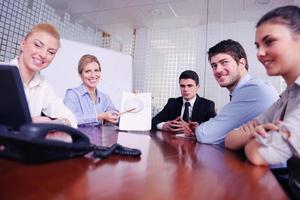 business people in a video meeting photo