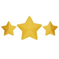 étoiles dorées pour une excellente évaluation du concept de satisfaction client et client par illustration de rendu 3d png