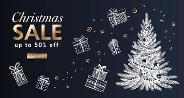 Christmas sale. Merry Christmas and Happy New Year, Hand drawn illustrations. vector