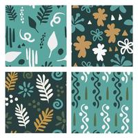 Botanical trendy seamless patterns collection vector