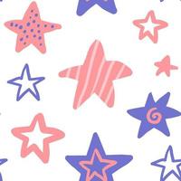 Stars girly festive hand drawn seamless pattern vector