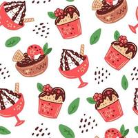 Cute falling dessert seamless pattern vector