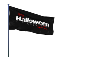 Happy Halloween Süßes oder Saures gruselig winkende Flagge mit Spinnennetz, 3D-Rendering png