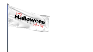 Lycklig halloween lura eller behandla skrämmande vinka flagga med Spindel webb, 3d tolkning png