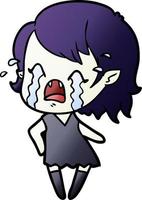 cartoon crying vampire girl vector