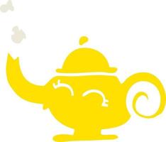 flat color illustration cartoon magic lamp vector