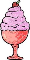 grunge textured illustration cartoon ice cream vector