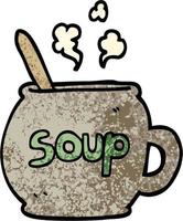 grunge textured illustration cartoon cup of soup vector