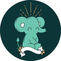 icon of a tattoo style cute elephant vector