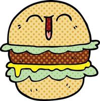 hamburguesa de dibujos animados estilo cómic vector