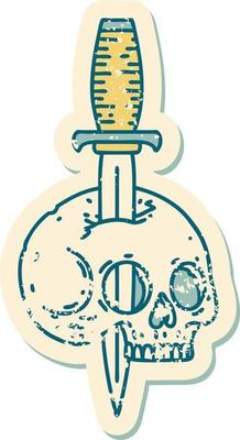 iconic distressed sticker tattoo style image of a skull