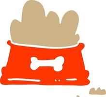 flat color illustration cartoon dog food bowl vector