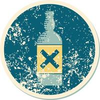 iconic distressed sticker tattoo style image of a bottle vector