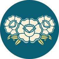 iconic tattoo style image of a bouquet of flowers vector