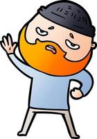 cartoon worried man with beard vector