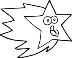 black and white cartoon shooting star vector