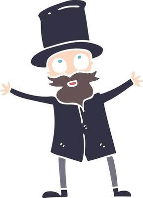 flat color illustration cartoon victorian man