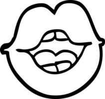 black and white cartoon red lips vector