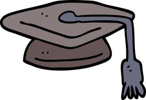 sombrero de graduación de dibujos animados estilo doodle dibujado a mano vector