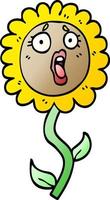 vector gradient illustration cartoon shocked sunflower