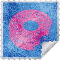 bitten frosted donut square peeling sticker vector