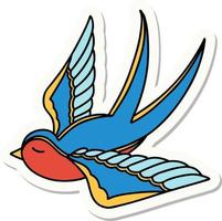 sticker of tattoo in traditional style of a swallow vector