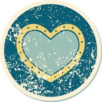 iconic distressed sticker tattoo style image of a heart vector