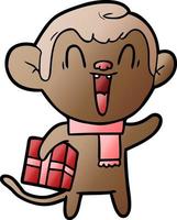 cartoon laughing monkey vector