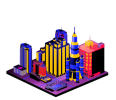 Isometric building in retro style png