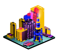 Retro isometric building png