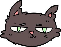 cara de gato duro de dibujos animados estilo doodle dibujado a mano vector