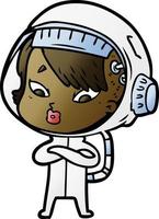 cartoon astronaut woman vector