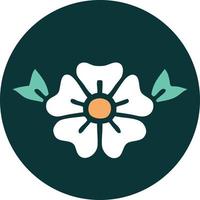 iconic tattoo style image of a flower vector