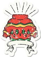 worn old sticker of a tattoo style christmas jumper vector