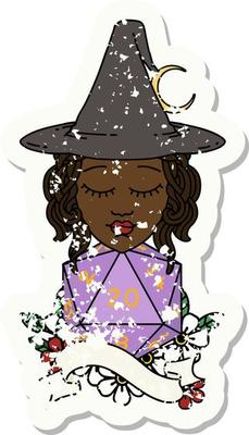 Retro Tattoo Style human mage with natural twenty dice roll