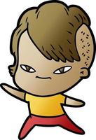 cute cartoon girl with hipster haircut vector