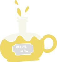 flat color illustration cartoon bottle of oilve oil vector