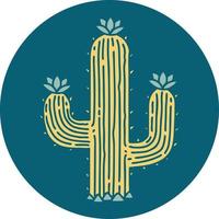 iconic tattoo style image of a cactus vector