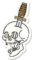 distressed sticker tattoo in traditional style of a skull vector