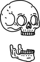 tattoo in black line style of a skull vector