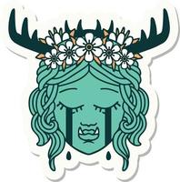 sticker of a sad half orc druid character face vector